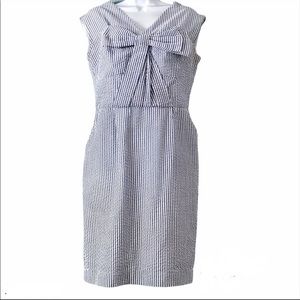 Preppy Seersucker Bow dress / cotton, fully lined